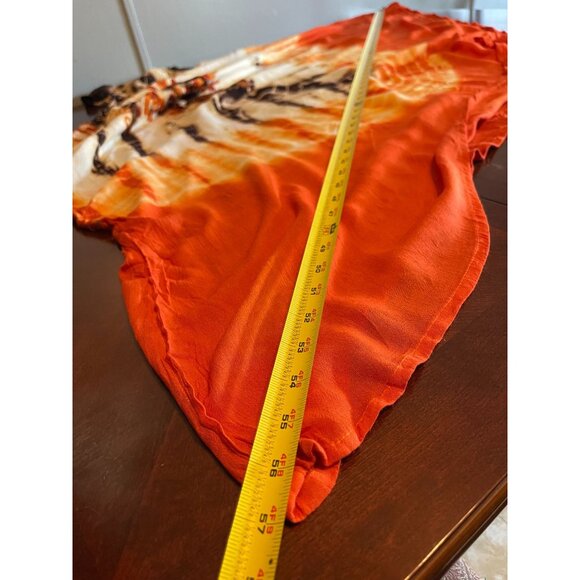 Tie-Dye Womens Free Size Dress Beach By Exist Orange & Brown Floral Embroidery - Picture 10 of 11